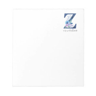 Bloc De Notas Floral Monogram Z Winter Blue Blossoms
