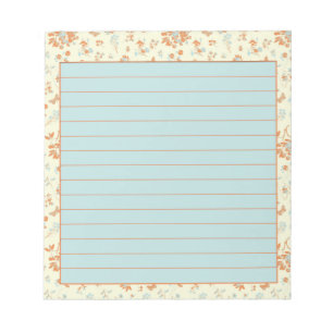Bloc De Notas Floral naranja y azul teñido