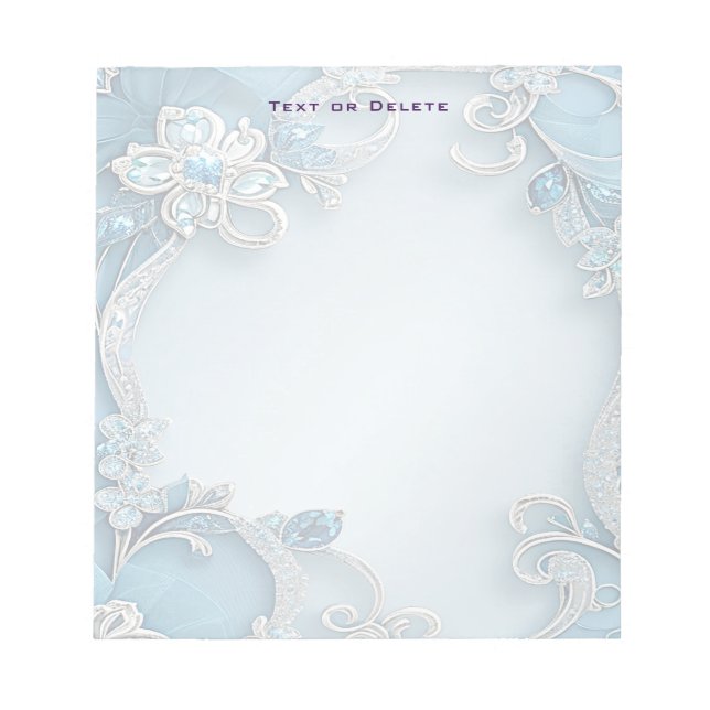 Bloc de notas floral ornamentado azul (Frente)
