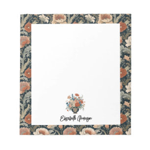 Bloc De Notas Floral Oscuro Elegante Personalizado