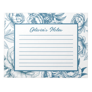 Bloc De Notas Floral Peony Blue