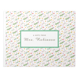 Bloc De Notas Floral Personalizada | Nombre Escritura Elegante F