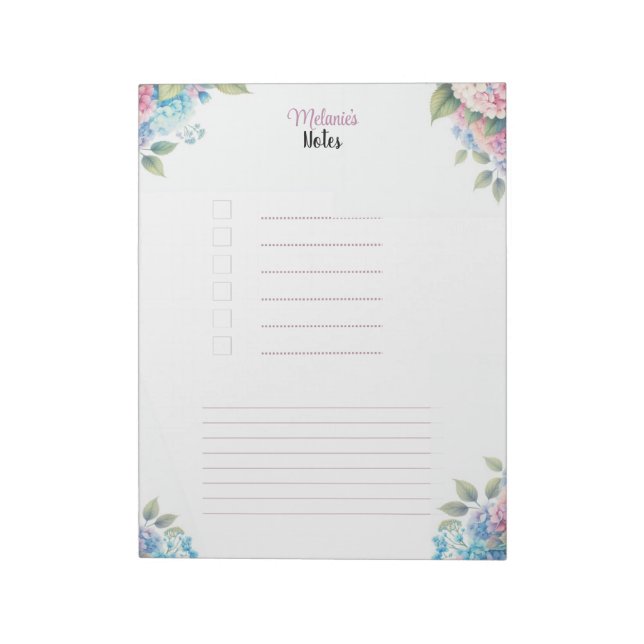 Bloc De Notas Floral personalizada para tus pensamientos (Lado Izquierdo)