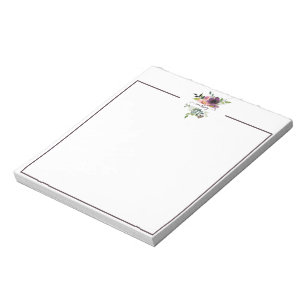 Bloc De Notas Floral personalizado con acuarela rosa y morado