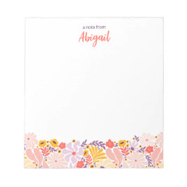 Bloc de notas floral personalizado con nombre pers