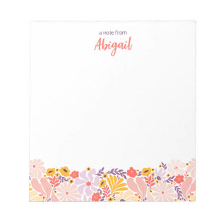 Bloc de notas floral personalizado con nombre pers