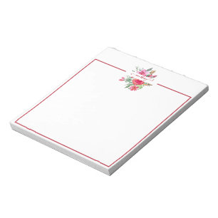 Bloc De Notas Floral personalizado de acuarela rosa
