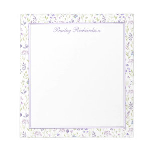 Bloc de notas floral personalizado púrpura
