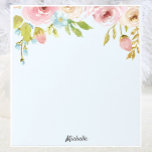 Bloc de notas floral personalizado y tu regalo de<br><div class="desc">Bonito Flores de color de agua Notepad TU TEXTO o nombre</div>