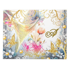 Bloc De Notas Floral Pink Gold Fairy Bird Butfly Scrapbooking