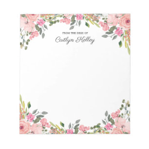 Bloc De Notas Floral rosa de la mesa de, personalizada