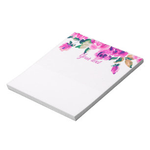 Bloc De Notas floral rosa personalizado