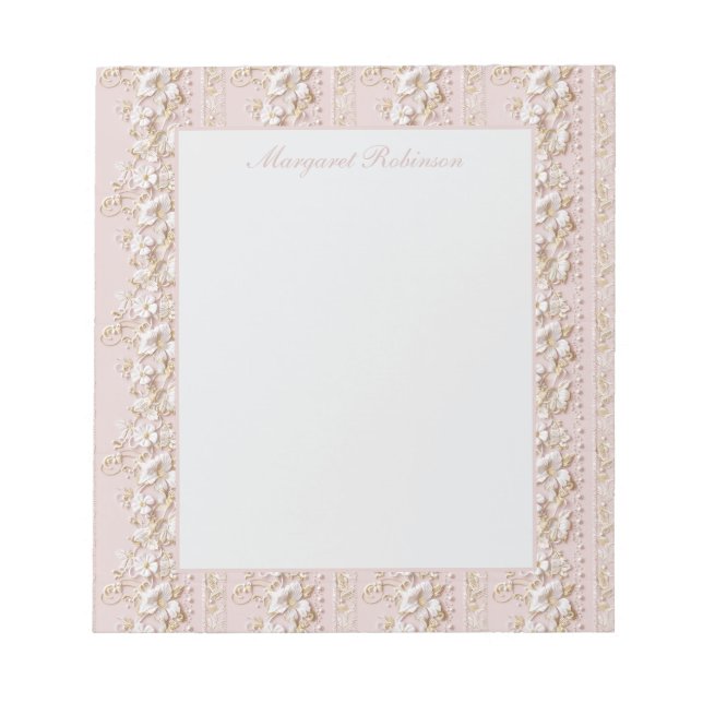 Bloc de notas floral rosa vintage (Frente)
