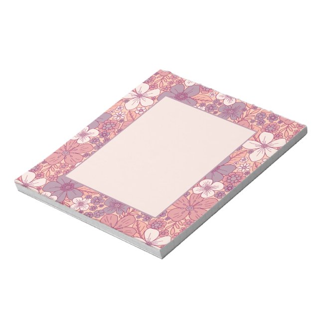 Bloc De Notas Floral rosa y morada pastel (Lado Izquierdo)