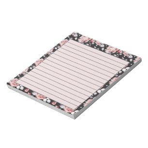 Bloc De Notas Floral rosa y negro