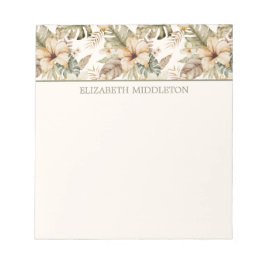 Bloc De Notas Floral tropical verde y crema