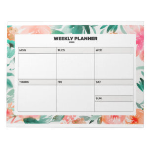 Bloc De Notas Floral Weekly Planner
