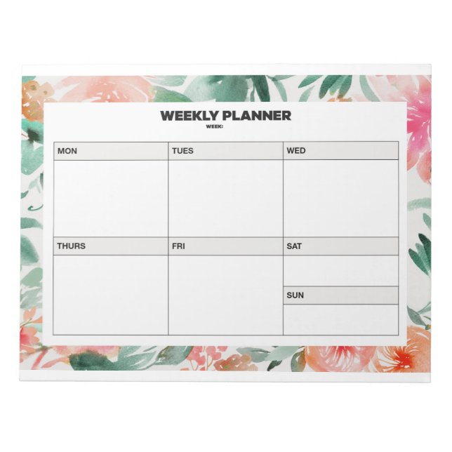 Bloc De Notas Floral Weekly Planner (Frente)
