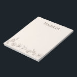 Bloc De Notas Florales Elegantes Simples Neutros Personalizados<br><div class="desc">Presentamos nuestra "Libreta personalizada de diseño floral minimalista y neutral" - un elemento esencial de papelería hermoso y funcional que combina con elegancia y simplicidad. Esta libreta muestra un impresionante diseño floral neutral,  lo que la convierte en una adición versátil a cualquier espacio de trabajo o sistema de organización.</div>