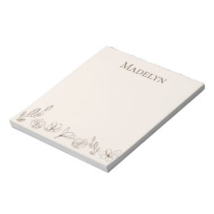Bloc De Notas Florales Elegantes Simples Neutros Personalizados
