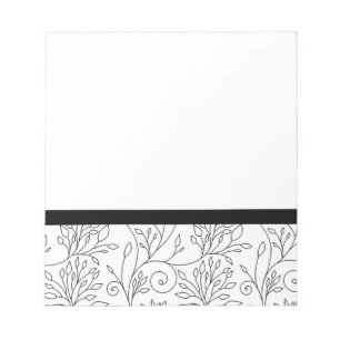Bloc de notas florales en blanco y negro