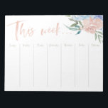 Bloc De Notas Flores acuáticas de calendario semanal<br><div class="desc">Con texto en un guión de acuarela de pincel junto con flores de acuarela,  este calendario semanal de desgarro de papel tiene puntos en blanco para todas sus tareas pendientes y recordatorios</div>
