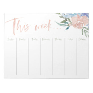 Bloc De Notas Flores acuáticas de calendario semanal