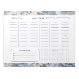 Bloc De Notas Flores azules Toile de Jouy Weekly Planner