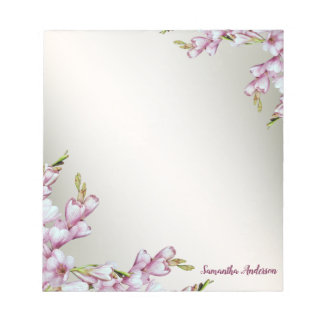 Bloc De Notas Flores blancas rosadas estatistas rusticas elegant