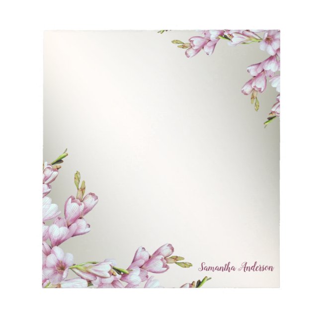 Bloc De Notas Flores blancas rosadas estatistas rusticas elegant (Frente)
