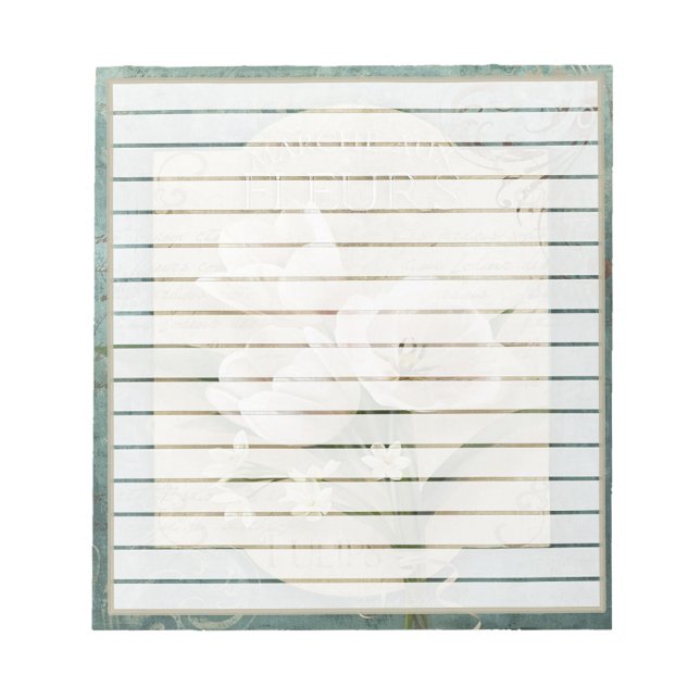 Bloc De Notas Flores blancas sobre verde (Frente)