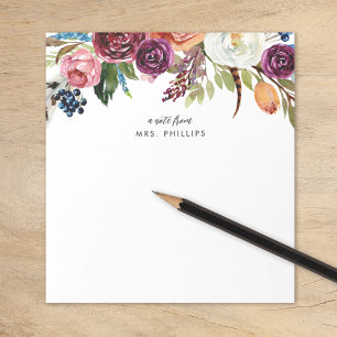Bloc De Notas Flores Bohemias de Otoño Personalizadas para Maest