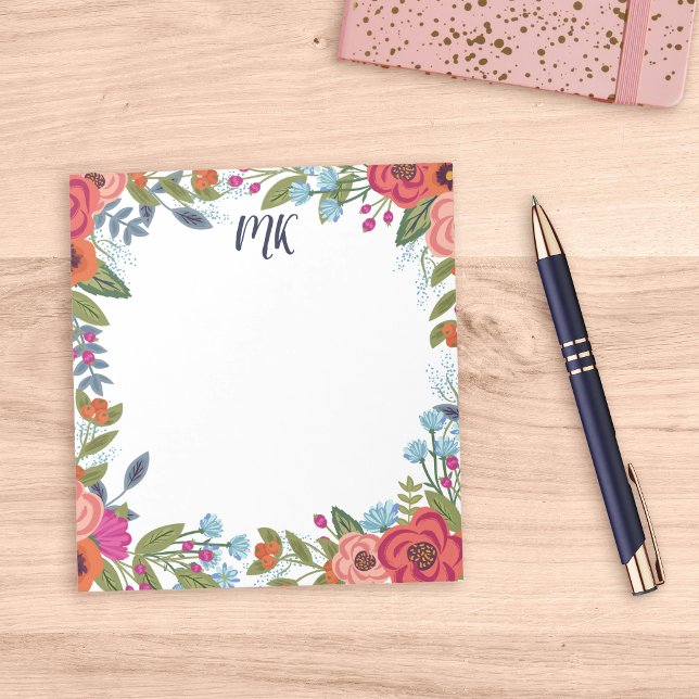 Bloc De Notas Flores Boho Monogramadas (Subido por el creador)