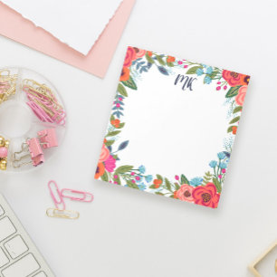 Bloc De Notas Flores Boho Monogramadas