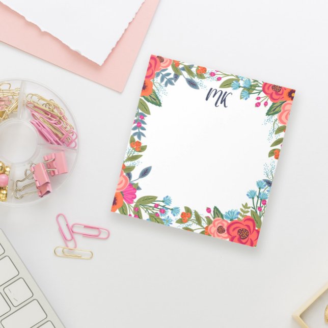 Bloc De Notas Flores Boho Monogramadas (Subido por el creador)