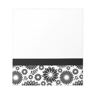 Bloc De Notas Flores Boho Patrón floral vectorial negro y blanco