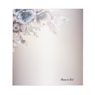 Bloc De Notas Flores color pastel azul beige elegante