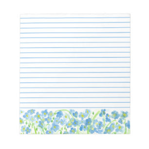 Bloc De Notas Flores de acuarela azul floja en lino
