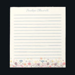 Bloc De Notas Flores de acuarela de color pastel personalizadas<br><div class="desc">Tablero de líneas estilosas con una hermosa pintura acuarela de delicados florales en tonos pastel bonito,  personalizado con su nombre. ¡Buena idea de regalo!</div>