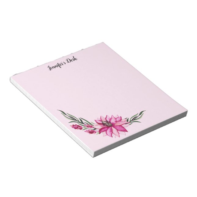 Bloc De Notas Flores de Acuarela Rosadas (Lado Derecho)