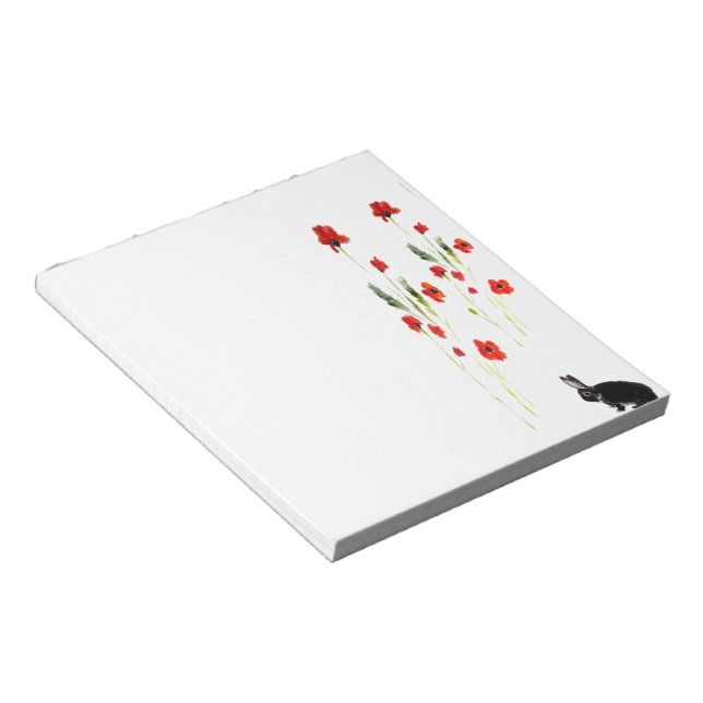 Bloc De Notas Flores de amapola conejo chiflado (Lado Derecho)