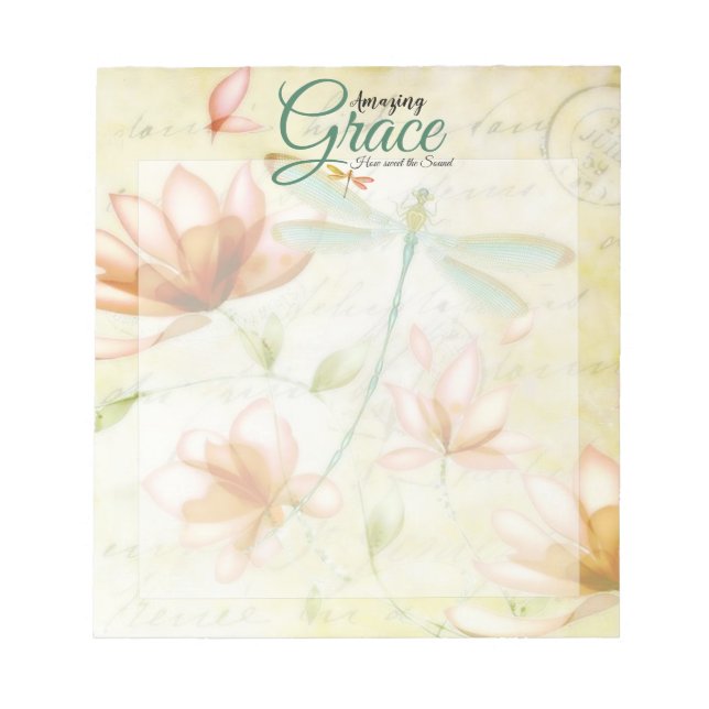 Bloc De Notas Flores de Amazing Grace y libélula (Frente)