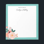 Bloc De Notas Flores de bonito de la mesa de personalidades<br><div class="desc">Este bloc de notas de bonito cuenta con flores multicolores modernas y su personalización. Utilice el formulario de plantilla para agregar el texto.</div>