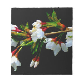 Bloc De Notas Flores de cerezo en blanco negro minimalista