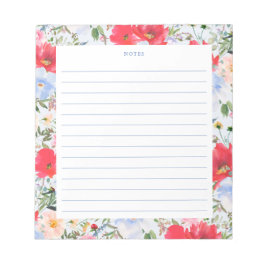 Bloc De Notas Flores de color azul y rojo
