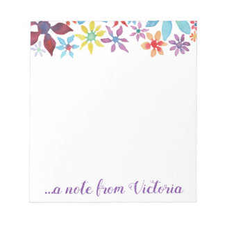 Bloc De Notas Flores de color de agua personalizadas