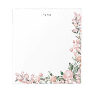 Bloc De Notas Flores de color rosa romántico elegante