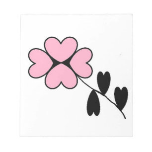 BLOC DE NOTAS FLORES DE CORAZÓN ROSA