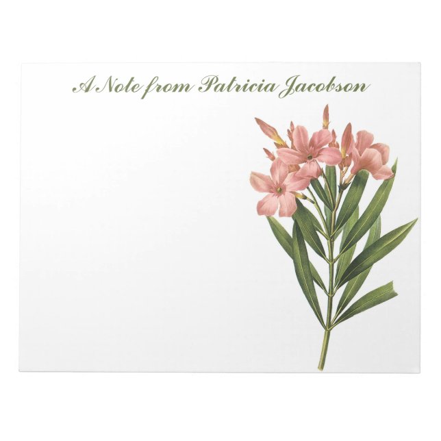 Bloc De Notas Flores de cosecha personalizado en monogramas 3 (Frente)