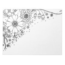 Flores de Doodle en blanco y negro color en imagen